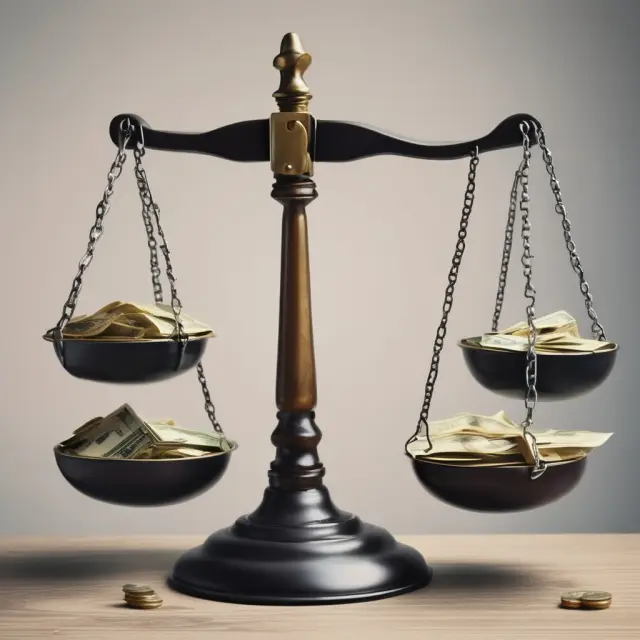 Scales tipping between a legal loan (gold coins) and a predatory loan (silver coins), illustrating the importance of understanding lending regulations.