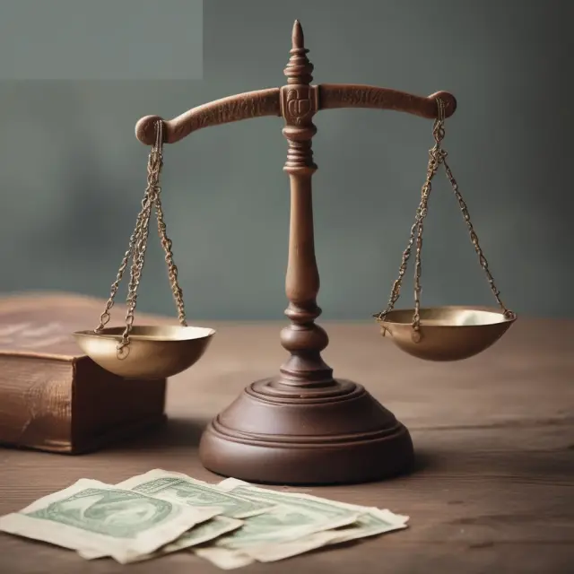 Scales balanced by jurists symbolizing jurisdiction, with usury law weights tipping the balance towards legal loans