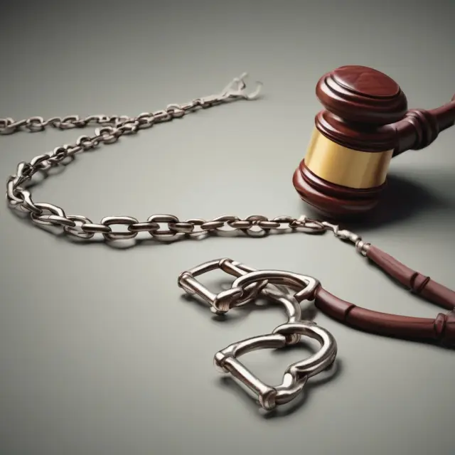 Gavel shattering an unlawful loans chain, representing the pursuit of justice