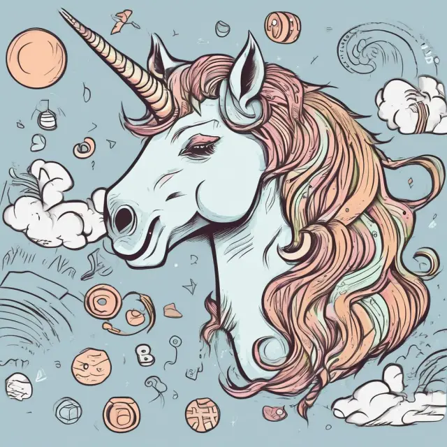 A magical unicorn with two horns symbolizing UFCF and LFCF, illustrating the importance of considering both unlevered and levered free cash flows in evaluating a company