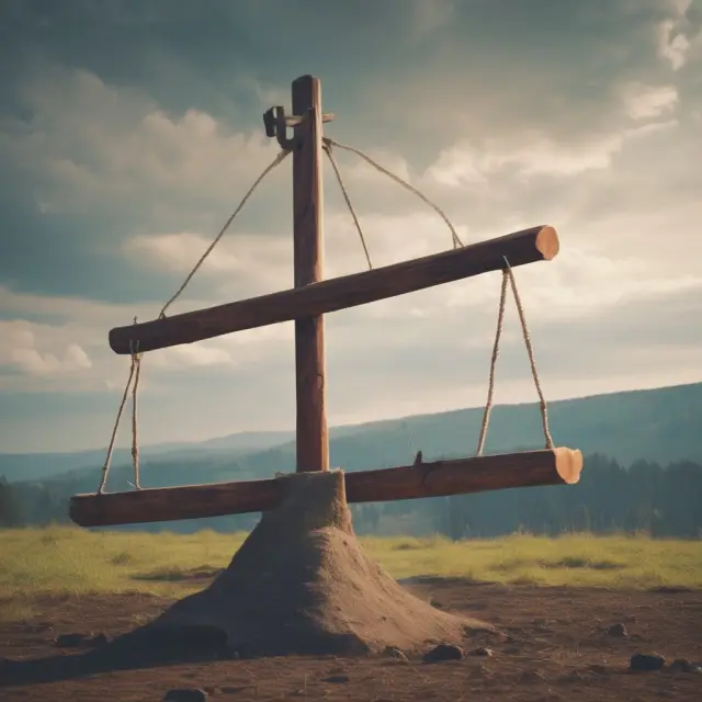 Image of a seesaw representing Beta and its relation to market index movements. The seesaw represents the degree of risk exposure as it tilts towards or away from the market benchmark.