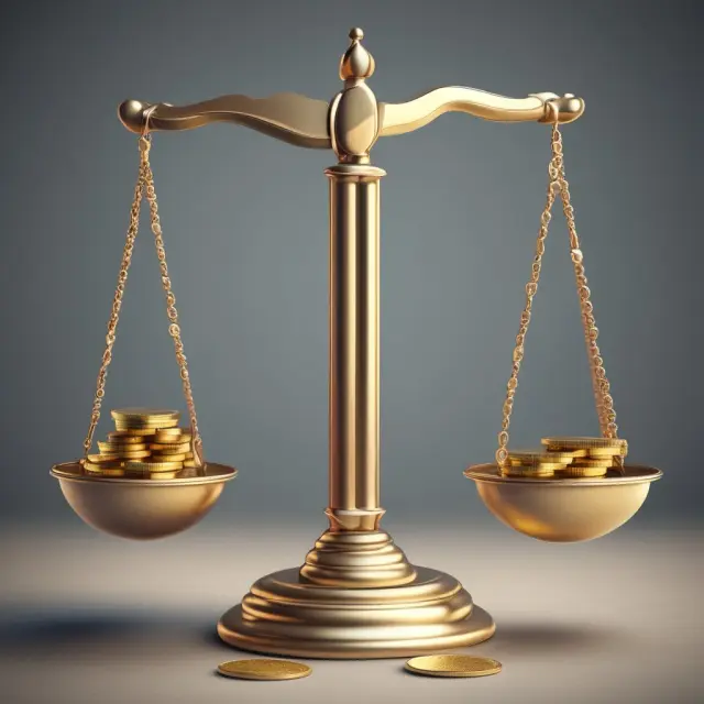 An image of scales with gold coins representing unlevered beta and weights symbolizing levered beta, emphasizing the difference in measuring a company