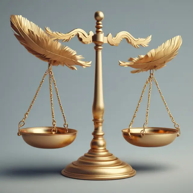 Golden scales balanced with coins and feathers represent unlevered beta, evaluating a company