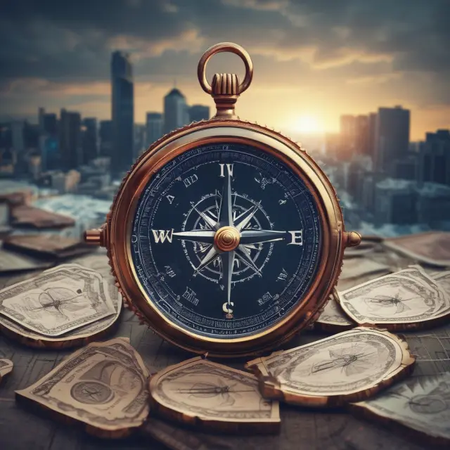 A compass with unlevered beta as the needle, guiding investors through market risks without debt considerations