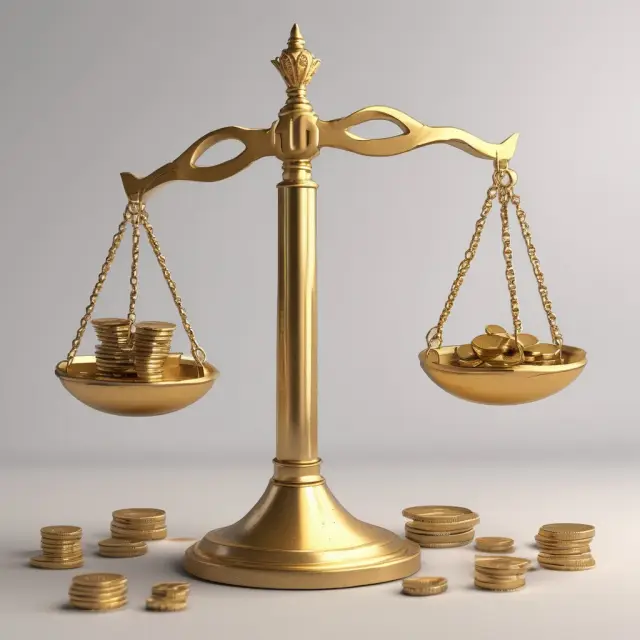 A set of scales with gold coins on one side symbolizing WACC, and an empty side representing unlevered cost of capital. The scales are in balance, emphasizing their similarities and differences.