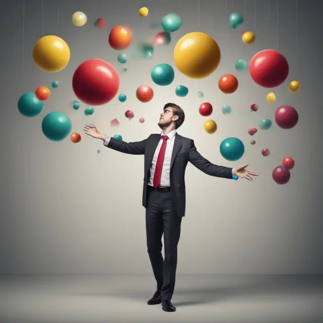 Two jugglers deftly managing diverse business structures: one holding a ball marked 