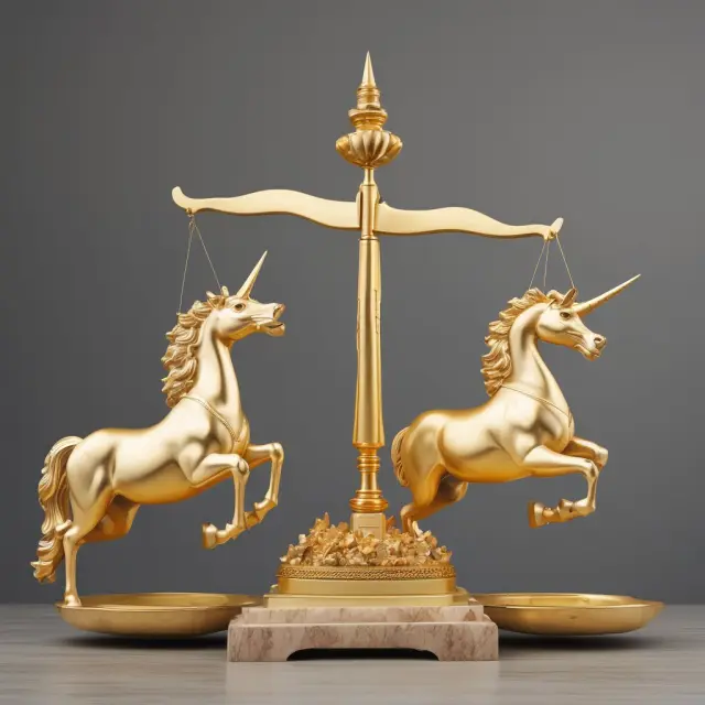 Three mythical unicorns holding balance sheets illustrating the success stories of unlimited liability companies.