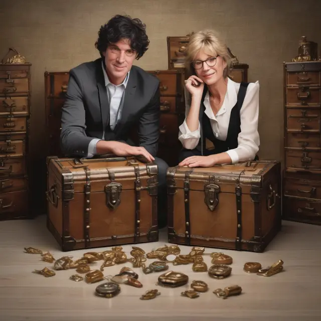 Two people exchanging treasure chests, illustrating the unlimited marital deduction for estate planning and tax savings
