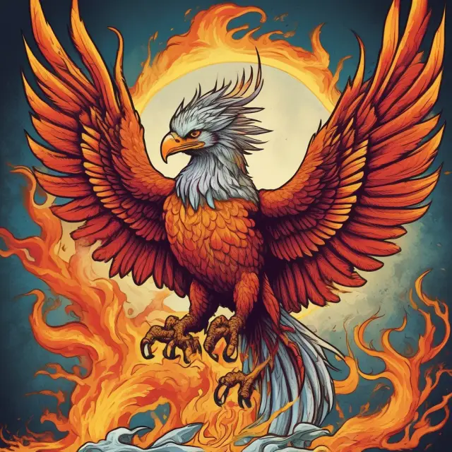 A mythical phoenix, representing unlimited tax bonds, rises from voter-approved flames, symbolizing issuance and the government