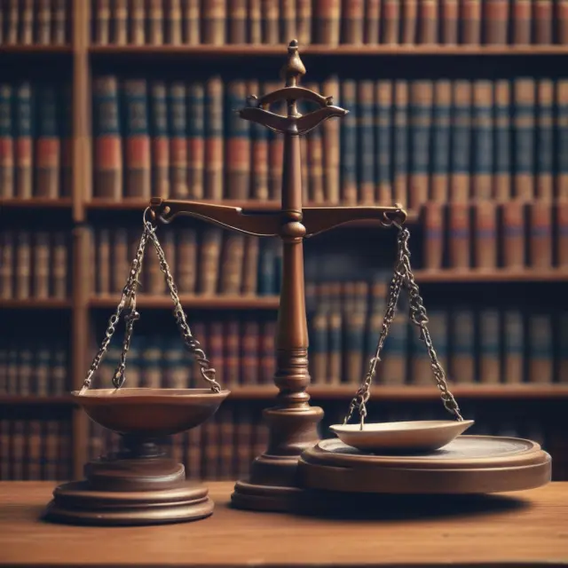 A scale tips toward a stack of law books, symbolizing the legal implications of dealing with unlimited risk: liabilities, regulatory requirements, and potential litigation.