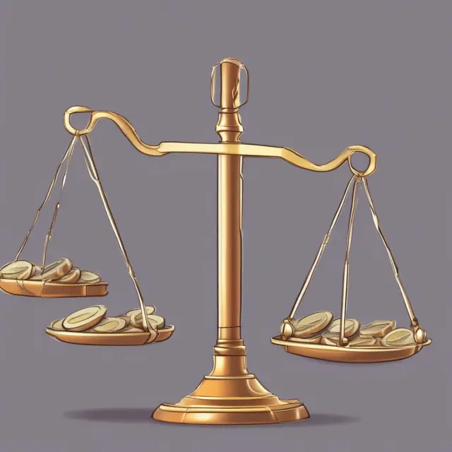 A balance scale tilts unevenly as a shareholder holds an empty purse representing unpaid dividends