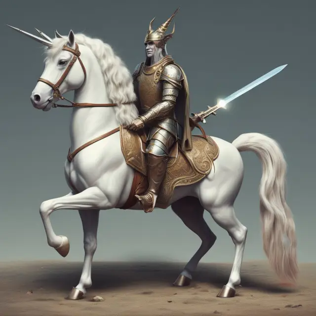 A majestic unicorn balances a double-edged sword symbolizing unqualified and qualified opinions, emphasizing accurate financial reporting.
