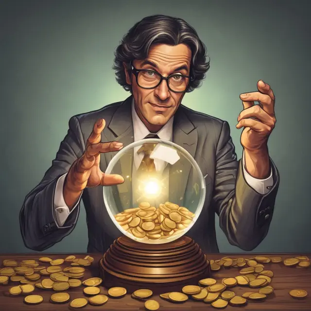 An unbiased auditor presents a clear and trustworthy report (unqualified opinion) symbolized by a shining crystal ball filled with gold coins, enhancing investor confidence