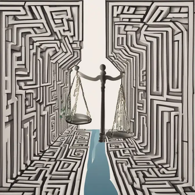 An image of two scales symbolizing transparency vs ownership, with unquoted company corridors forming the backdrop