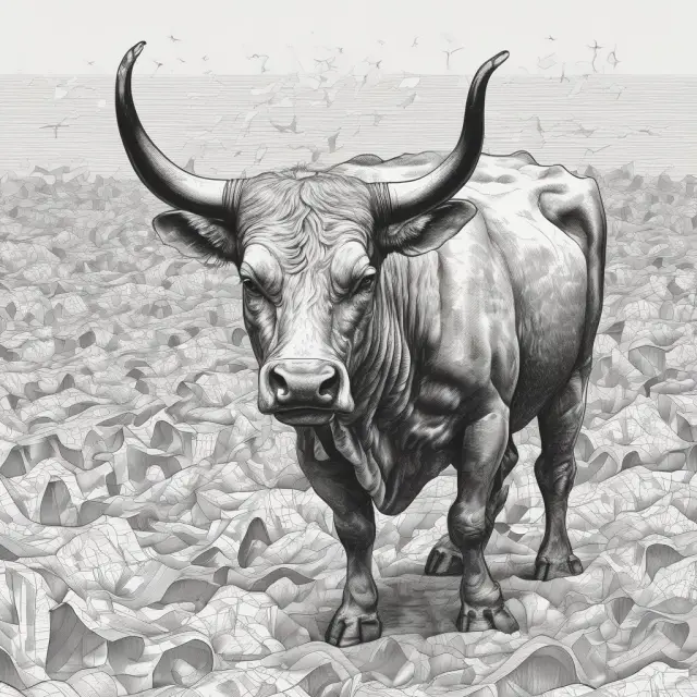 An unquoted bull emerges from the depths of stock charts, illustrating a company