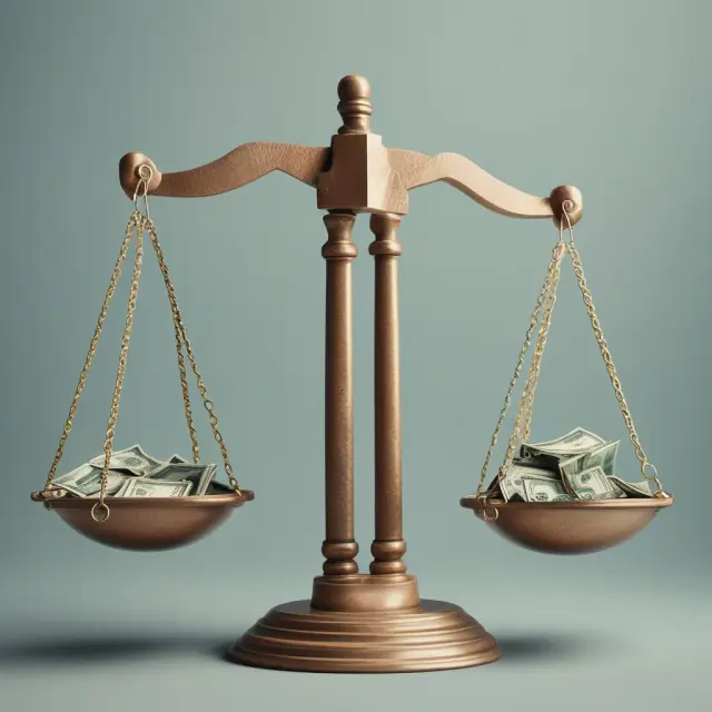 Scales with short-term capital gains (left) and long-term capital gains (right), representing differing tax rates for unrealized profits.