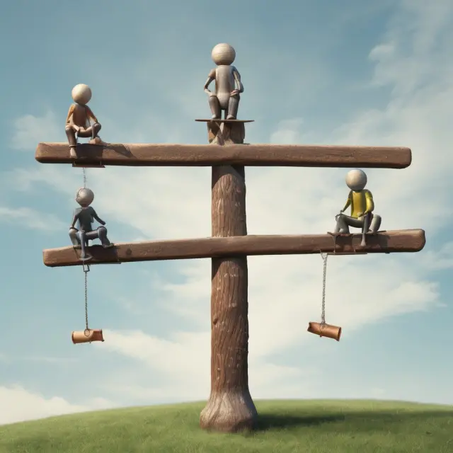 A seesaw with three security types balanced: held-for-trading (volatile), held-to-maturity (stable bond), and available-for-sale. Unrealized gains visualized as colorful orbs on each end.