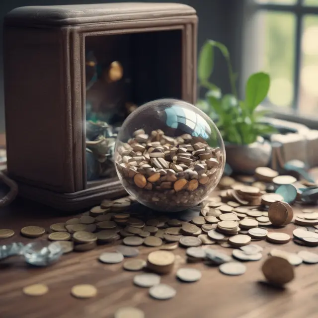 An image of a time capsule holding various seeds symbolizing unrealized investment gains, with tax coins and a crystal ball indicating the potential for future growth
