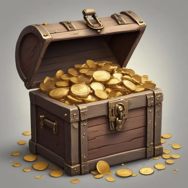 Golden treasure chest with keys labeled 