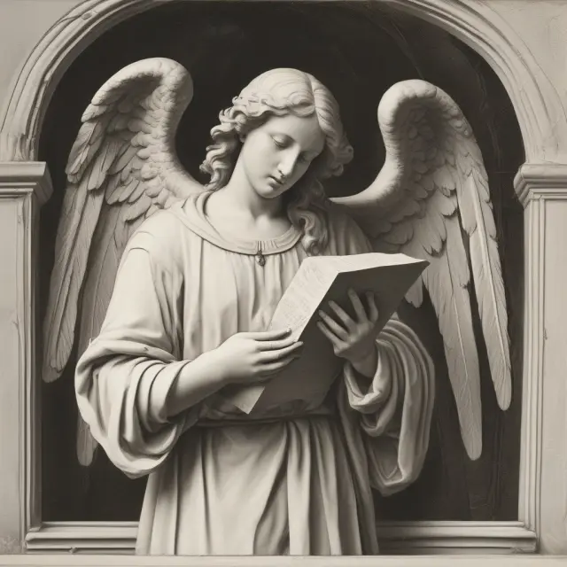 An angel protectively holds a recorded deed, signifying secure ownership and clear title