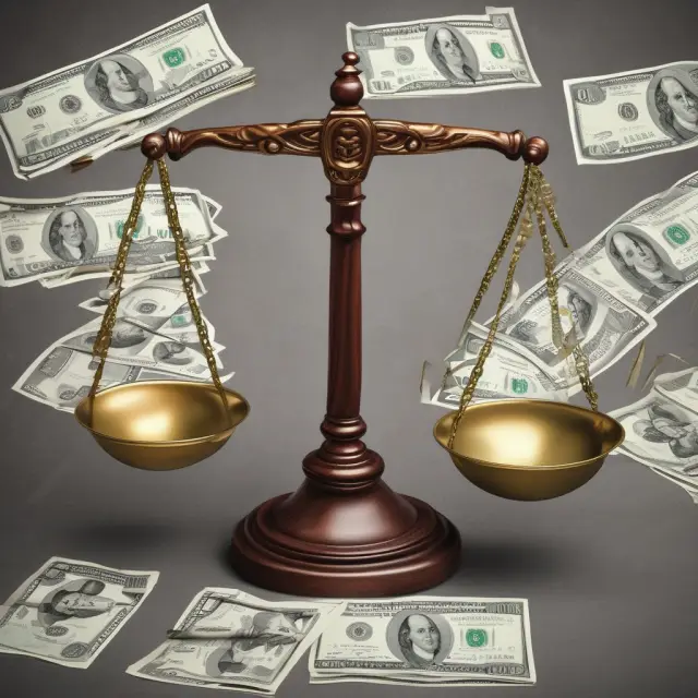 Balance scale illustrating unrestricted and restricted cash pouches for a company
