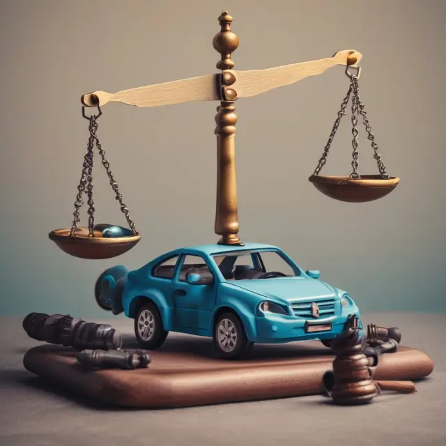A scale balances a broken car and a gavel, illustrating eligibility requirements for unsatisfied judgment funds