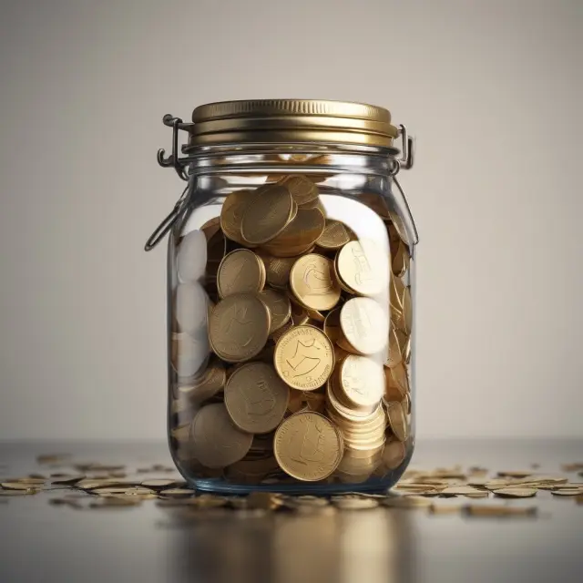 A jar filled to the brim with gold coins signifies a state