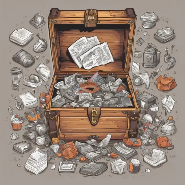 An ornate chest brimming with a diverse assortment of unlisted items, representing the essence of an unscheduled property floater