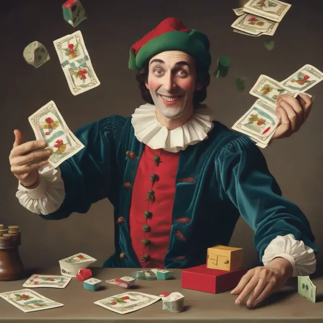 A jester juggles unpaid debts symbolizing the risk and potential consequences of unsecured loans