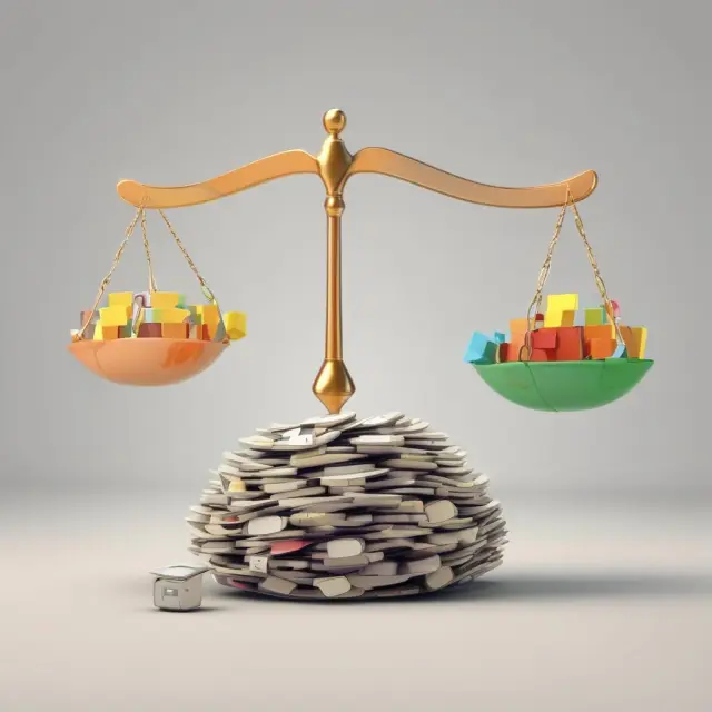Scales representing a credit score, one pan holding stable payments while the other balances unsecured loan repayments