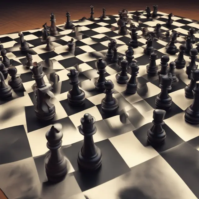 A determined creditor moves chess pieces representing collection actions toward a bankruptcy sign, symbolizing unsecured creditors