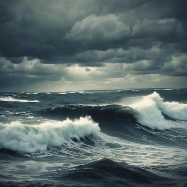 A borrower with sinking ship symbolizing bankruptcy, navigating choppy waters towards a lighthouse representing potential creditors