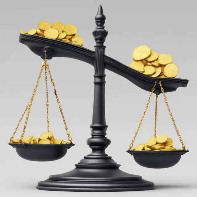 A balance scale shows the comparison between secured investments (gold coins) and unsecured debt (diamonds)