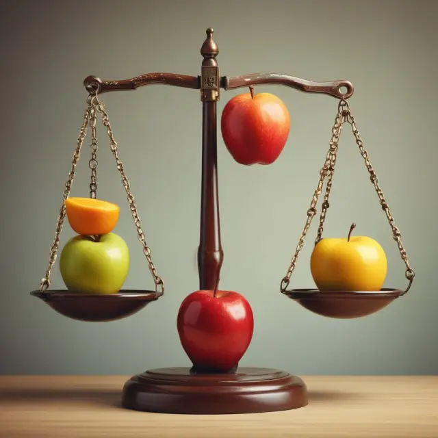 A balance scale holds an apple (solicited application) and orange (unsolicited application), representing insurers