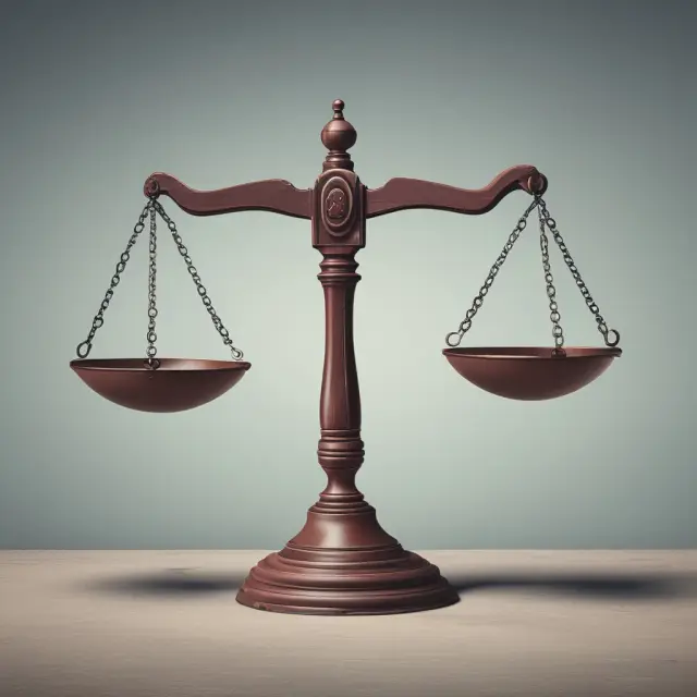 An intricately balanced scale with interconnected weights representing shareholders and stakeholders, symbolizing the impacts of unsolicitous bids on various groups