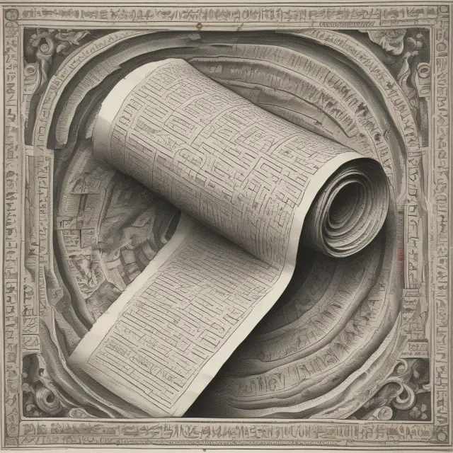 An ancient parchment unwinding to reveal a complex network of installment sales loans with unstated interest