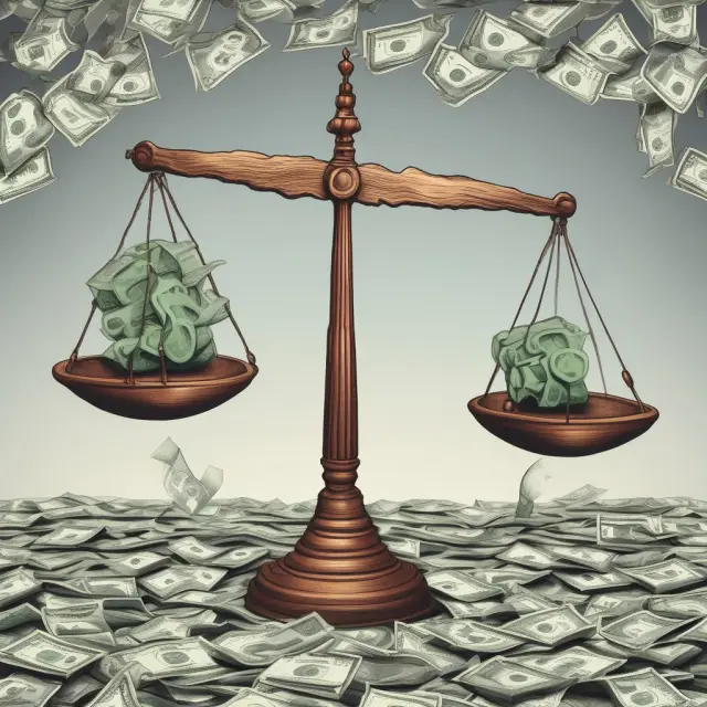 Two scales balancing: one with a free-roaming currency market and the other with a central bank