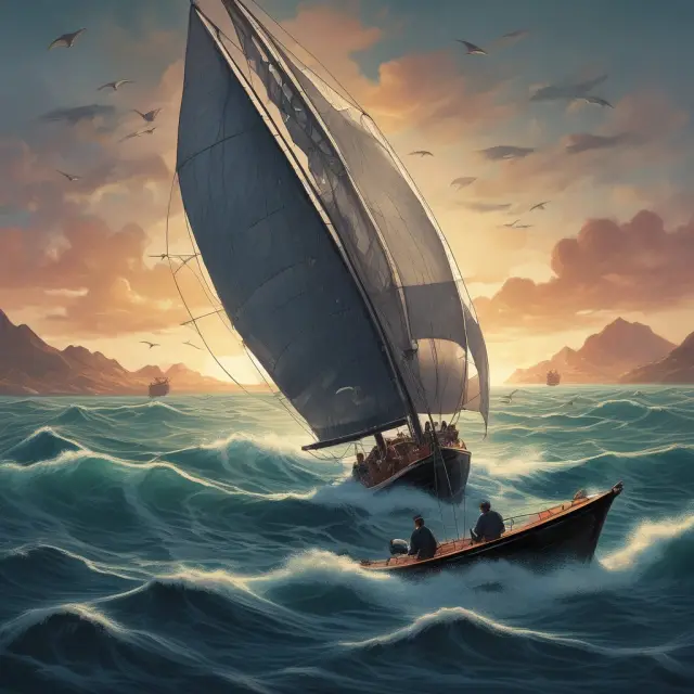 A central banker on a sailboat navigating exchange rates and managing inflation and fiscal policy with unsterilized interventions.