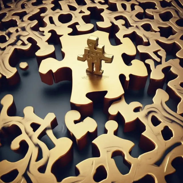 Unsubordinated debt represented by a golden key, providing access to senior tranches; Subordinated debt illustrated as a jigsaw piece, fitting within complex financial structures