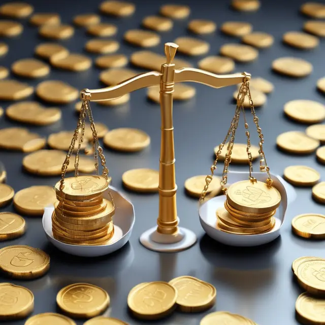 Golden scales hold balanced weights of gold coins (representing unsubordinated debt) and silver bars (other debt securities), symbolizing priority access to assets in unsubordinated debt investments