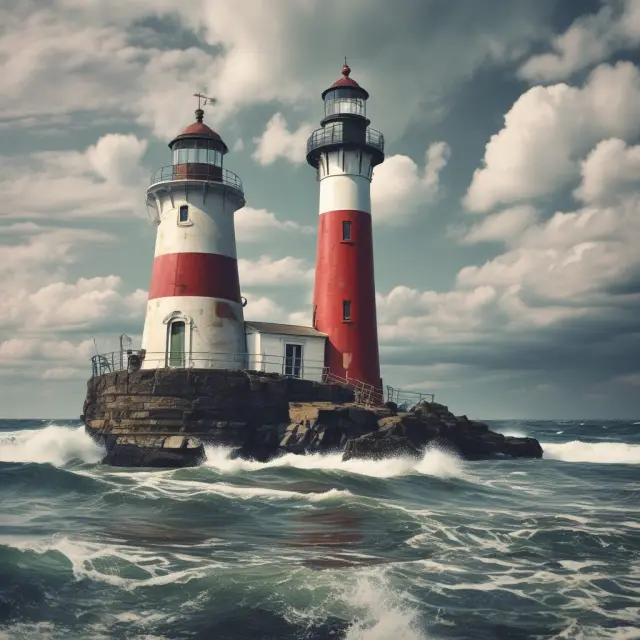 Image of an unsubordinated debt holder holding on to a lifesaver during a financial storm, with the GM logo and a lighthouse representing the bankruptcy court in the background