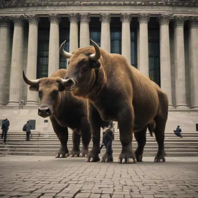 A bull and bear on a seesaw represent underwriters balancing fair IPO pricing.