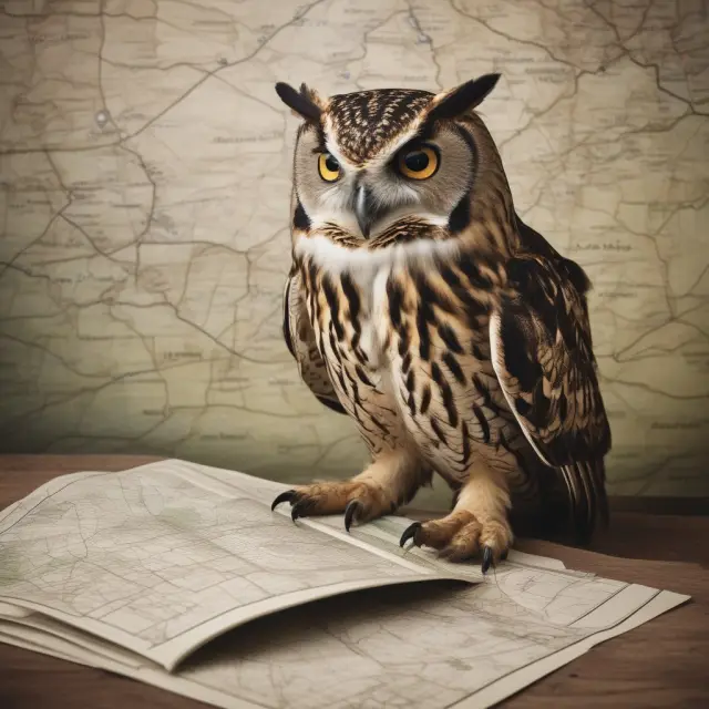 An owl examines maps and documents while perched on a branch, symbolizing FINRA