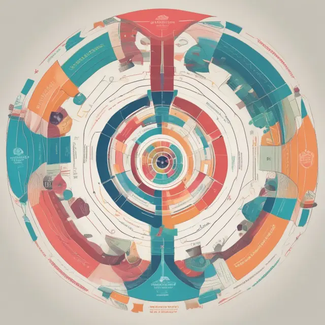 Kaleidoscopic image with interconnected business graphs symbolizing unsystematic risks and diversification
