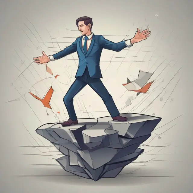 An elegant dancer balances unsystematic (company-specific) and systematic (market) risks in a portfolio, illustrating effective risk management.