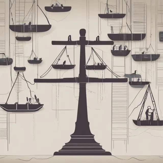 A seesaw represents the balance between unweighted and weighted indexes. Market trends sway the scale, illustrating their influence on each type