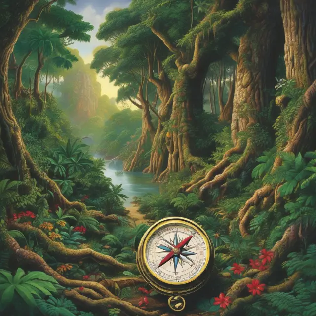 An institutional investor exploring an exotic jungle filled with up-and-in option plants - some bearing ripe fruits of opportunity, while others harbor hidden challenges.