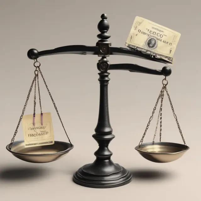 Credit card agreement image: Balanced scale with 