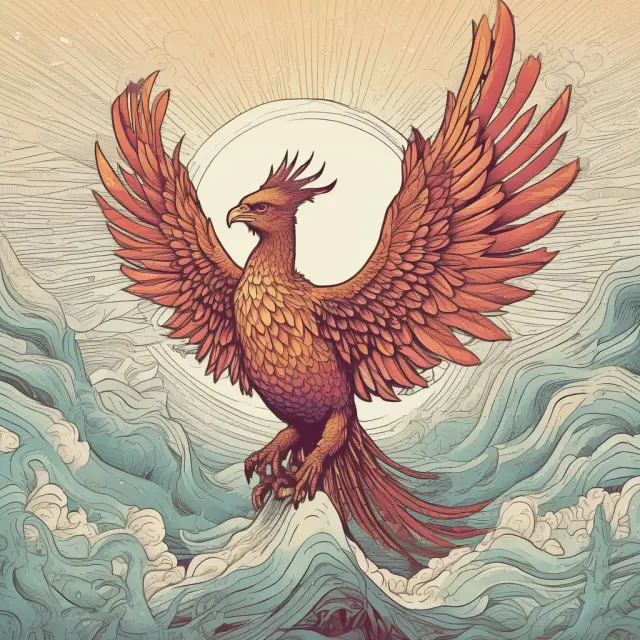 A mythical Phoenix rising above financial charts, symbolizing the positive impact of an equity upgrade on a company