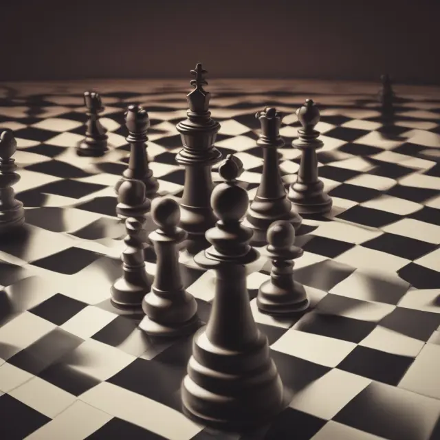 Analysts moving up pawns on a chessboard, representing equity upgrades and improved investment prospects